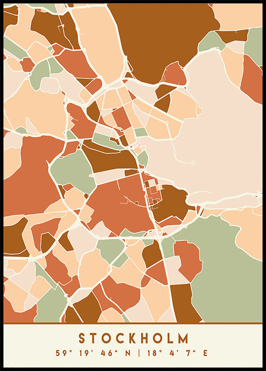 Black Maps Earth Tones 83 Poster
