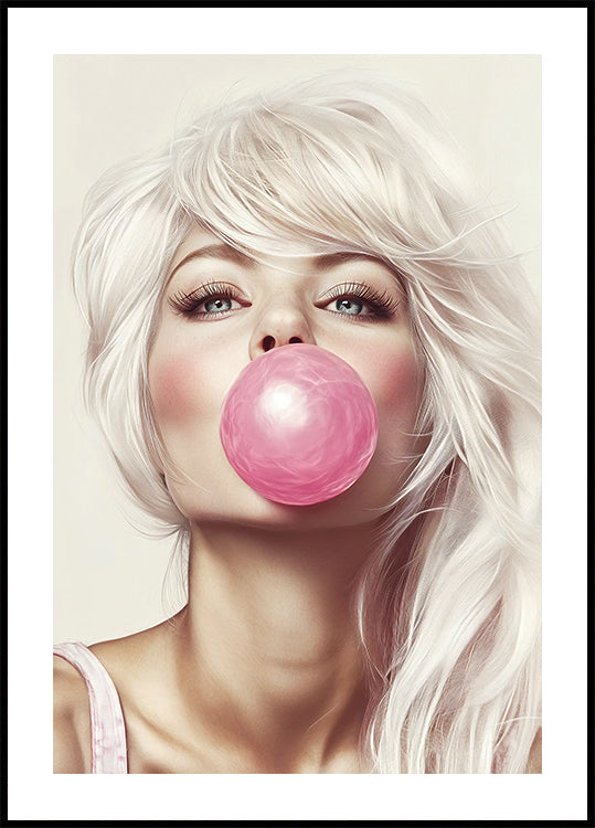 Fashion Portrait with Bubble Gum Poster