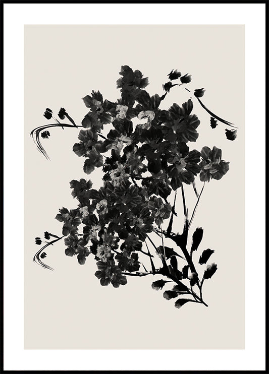 Black Watercolor Blossom Poster