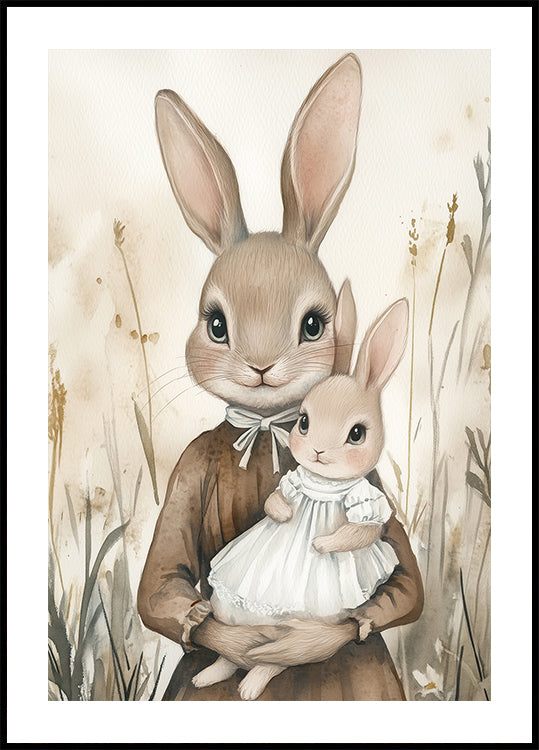 Mother And Baby Bunny Poster