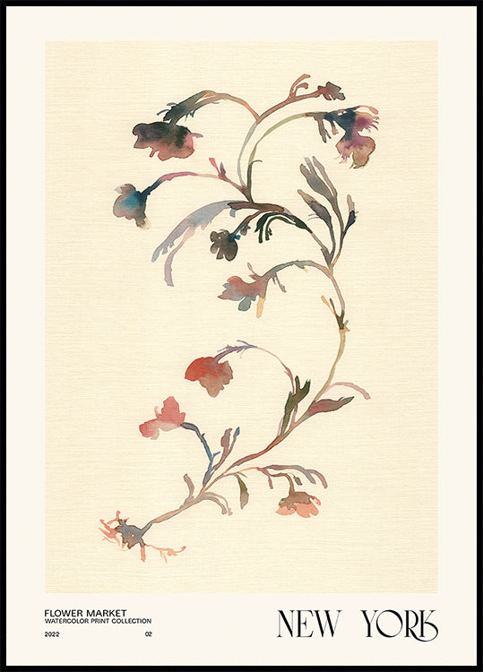 Watercolor print collection. Flower market - New York