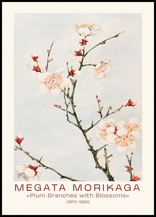 Megata Morikaga, Plum Branches with Blossoms Poster