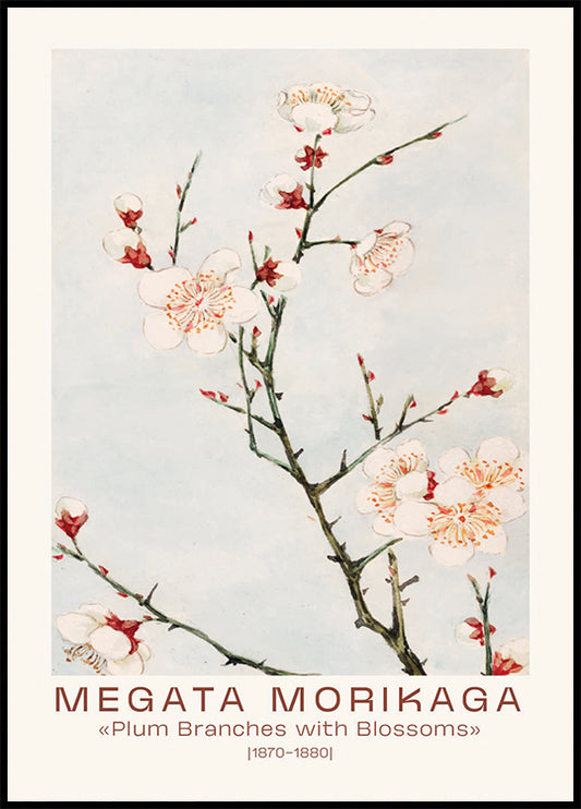 Megata Morikaga, Plum Branches with Blossoms Poster