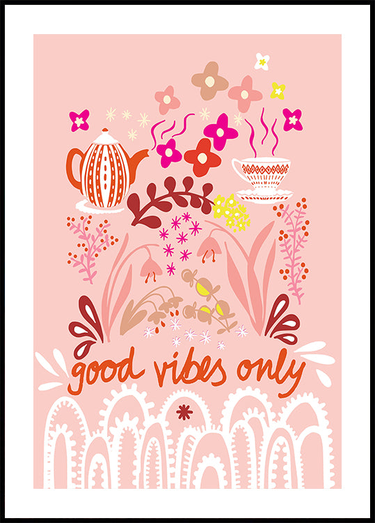 Good vibes only – scandinavian folk art illustration Poster