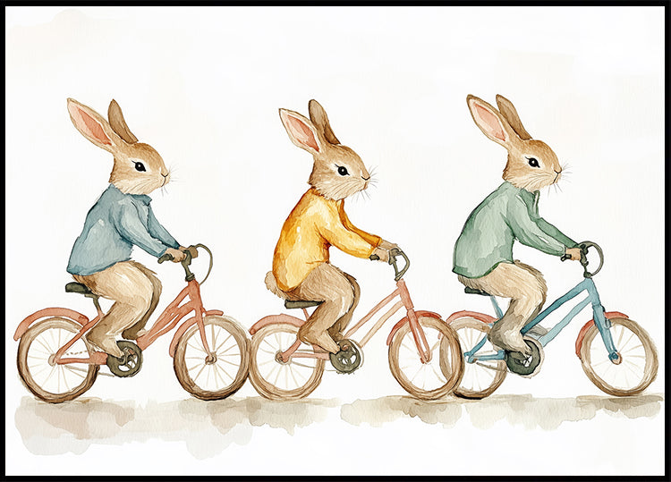 Bunny Bicycle Trio Poster