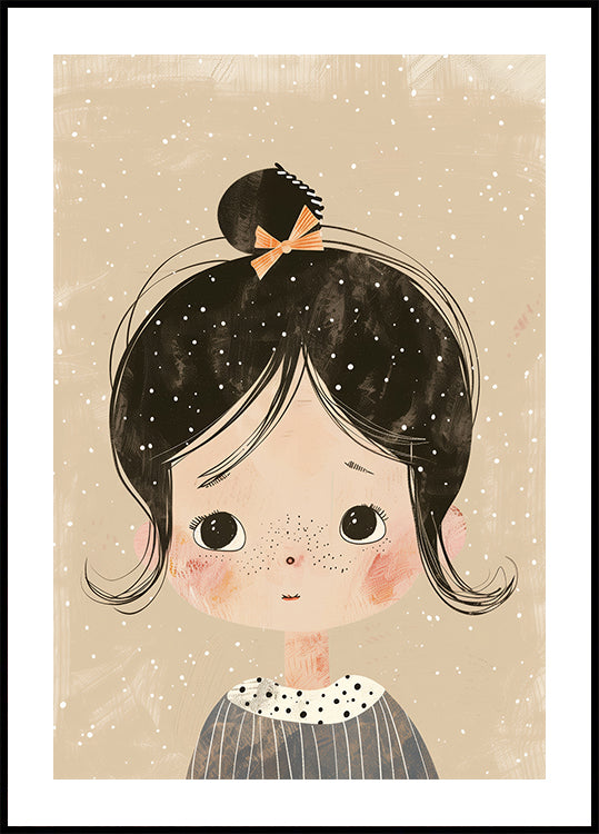 Freckled Girl With Bow Poster
