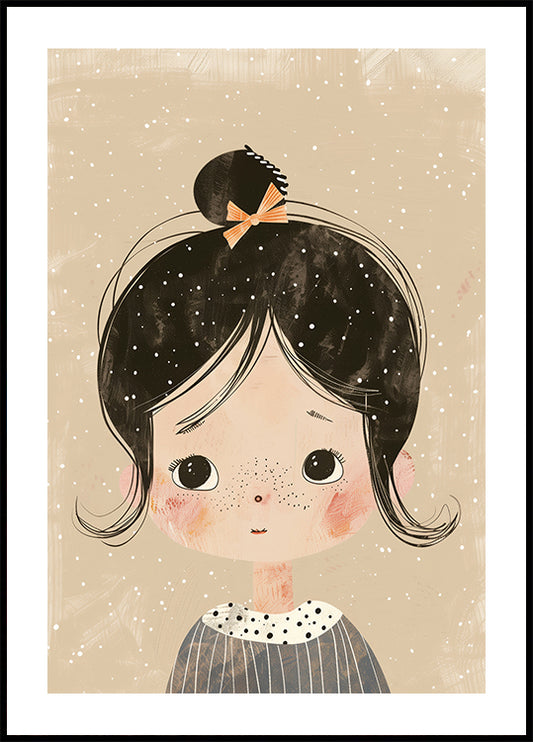 Freckled Girl With Bow Poster