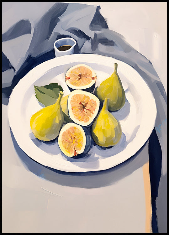 Fresh Figs on Plate, Minimalist Still Life Poster