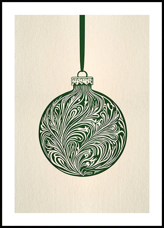 Olive Green Christmas Bauble Poster