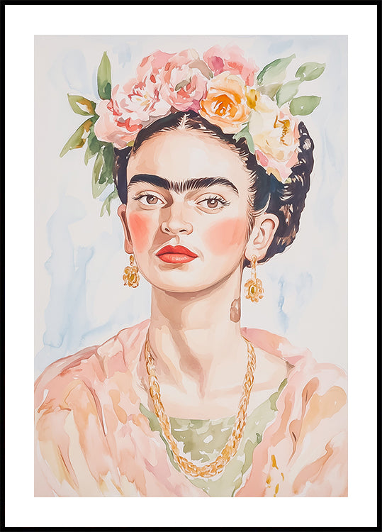 Frida Portrait Watercolor Poster