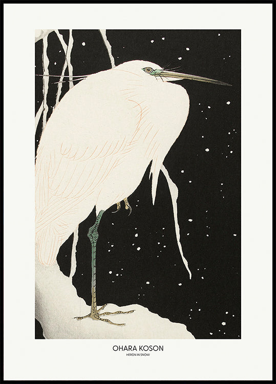 Heron In The Snow Poster