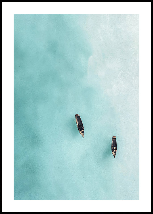 Tranquil Boats Ocean Aerial Poster