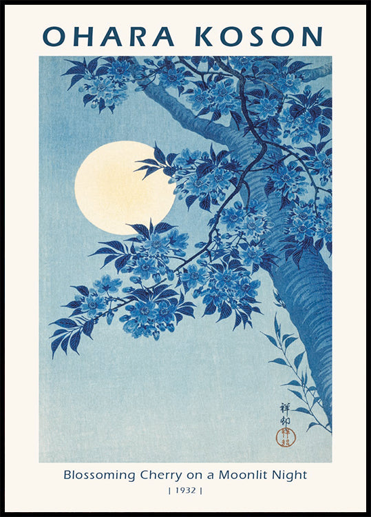 Blossoming Cherry on a Moonlit Night, 1932, Ohara Koson Poster