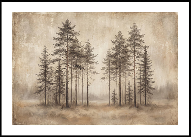 Nordic Vintage Trees Poster