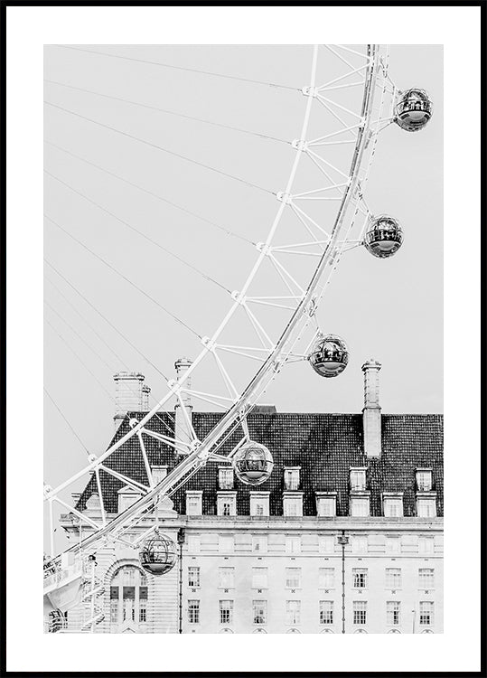 London Eye in Black and White Poster