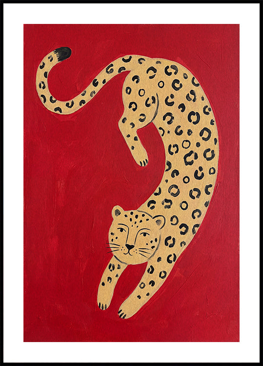 Leopard Folk Art Poster