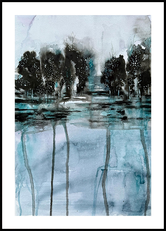 Trees Reflected in Water Poster