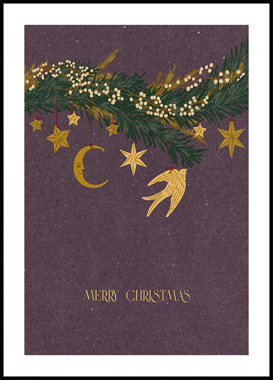 Christmas vintage toys on Christmas tree branches Poster