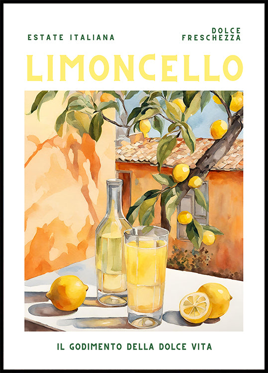 Limoncello, Aquarell, Fresh Poster Poster