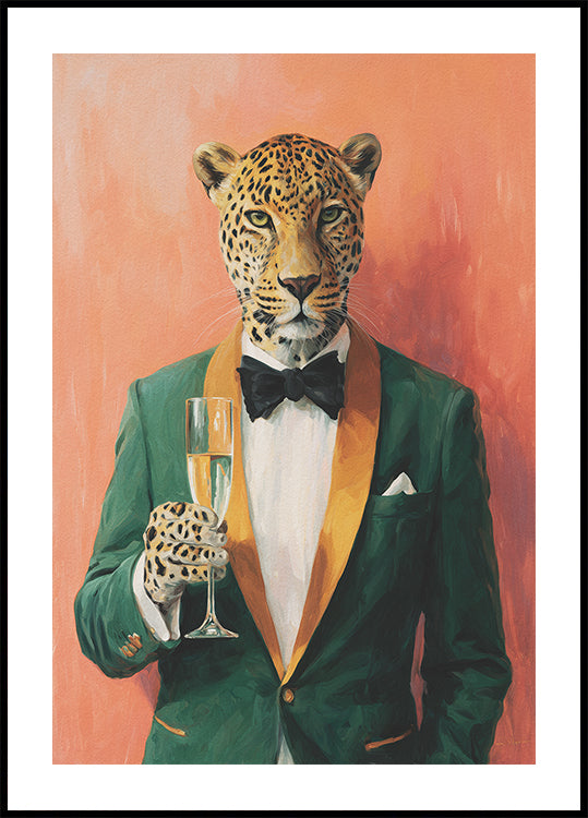 Leopard In Green Tuxedo Poster