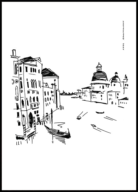 Venice Art Print With Gondolas And Basilica On Grand Canal, Italy Wall Art Poster