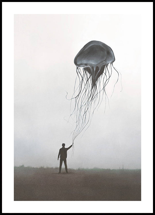 Surreal Jellyfish Balloon Poster
