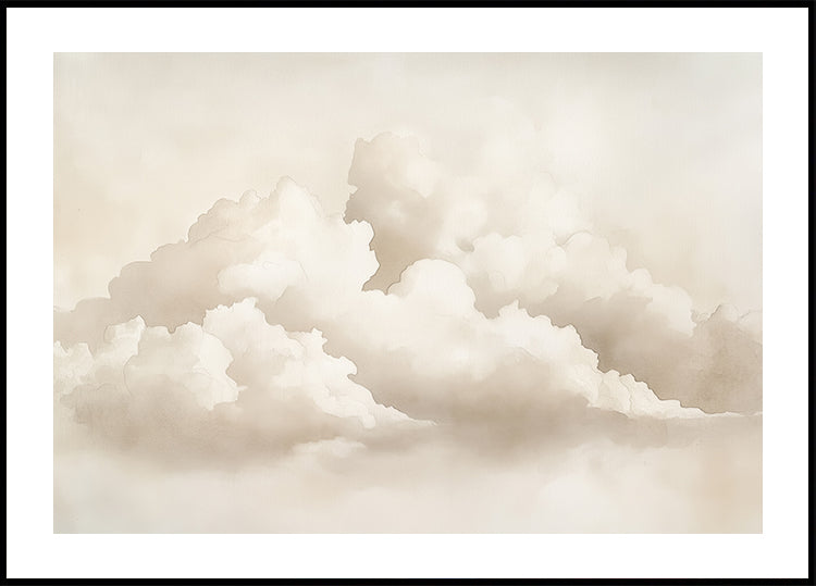 Neutral Cloudscape Watercolor Poster