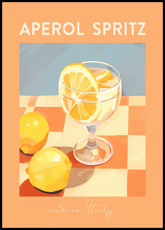 Aperol Spritz Print, Citrus Cocktail art, Italian Summer Drink Poster
