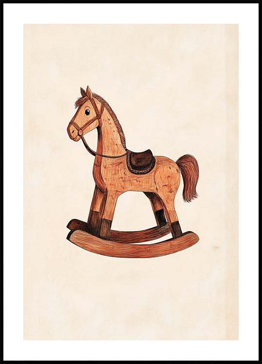Vintage Rocking Horse Wooden Toy Poster