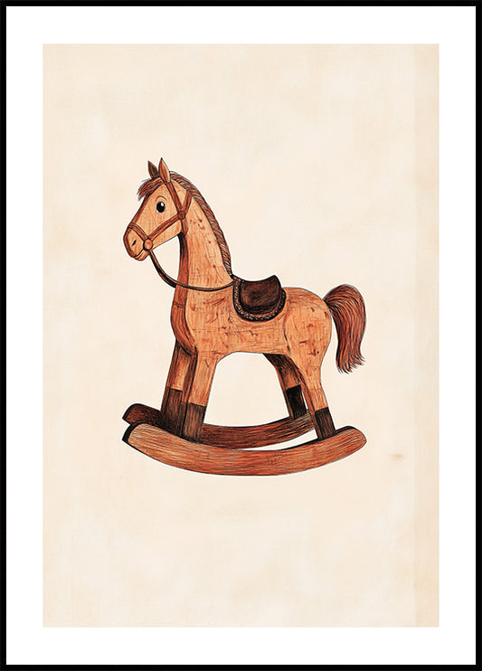 Vintage Rocking Horse Wooden Toy Poster