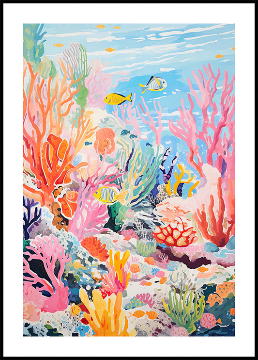 Colorful Coral Reef Ocean Scene Poster