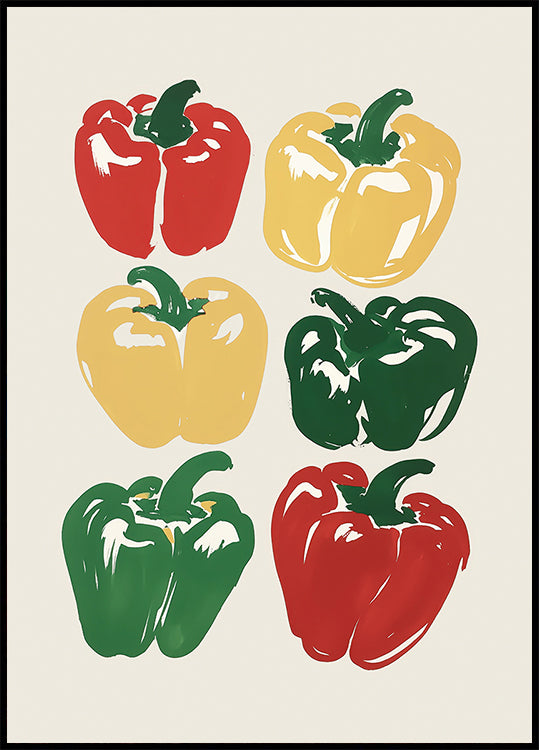 Colorful Bell Peppers Art Poster