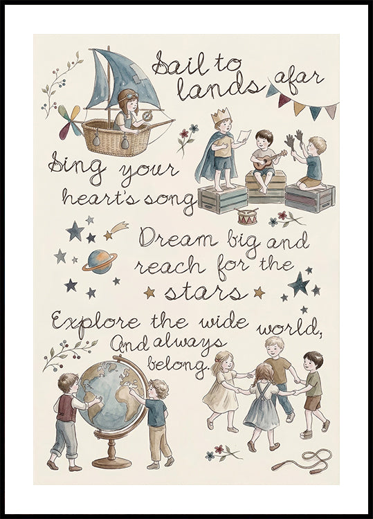 Dream Big Kids Illustration Poster