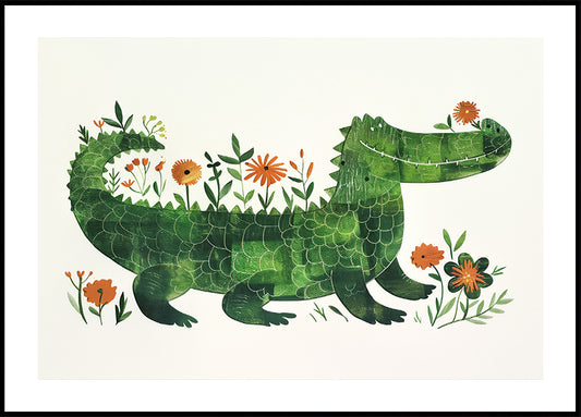 Floral crocodile Poster