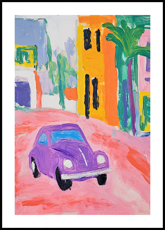 Colorful City Car Poster