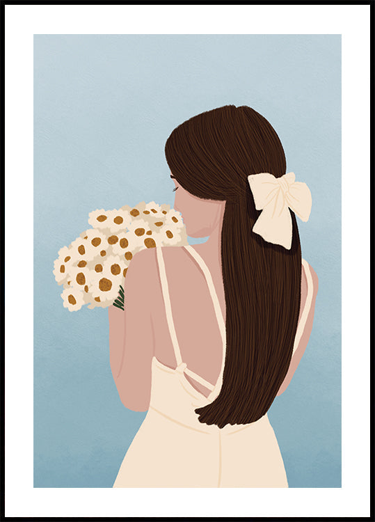 Woman with Daisies Poster