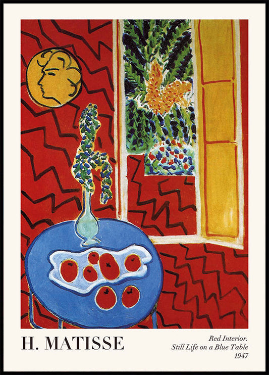 Henri Matisse - Red Interior Still Life on a Blue Table_Тека Poster