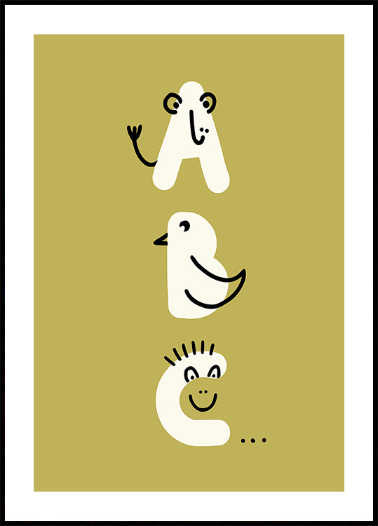 ABC kidult Illustration Khaki Poster