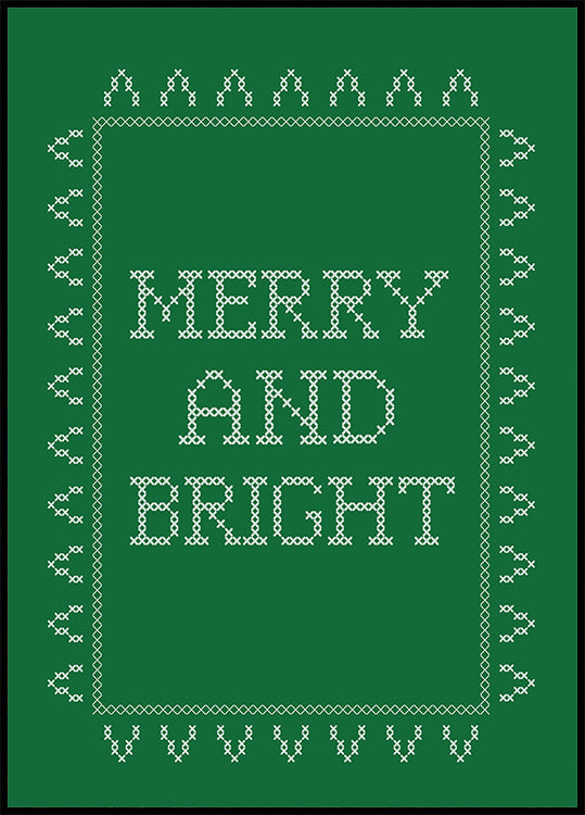 Merry and Bright - Cross Stitch - Green Poster