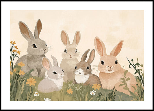 Bunny Family Illustration Poster