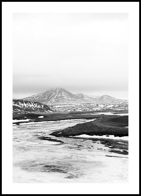 Frozen River Iceland b&amp;w Poster