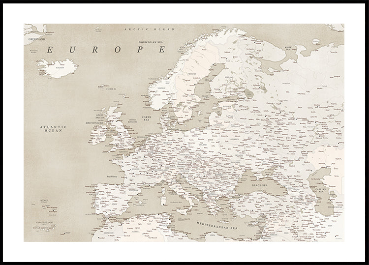 Vintage looking detailed map of Europe Poster