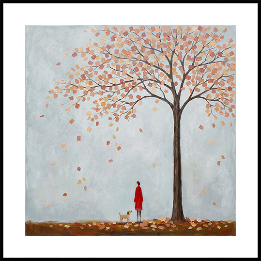 Dog Walking In Autumn Poster