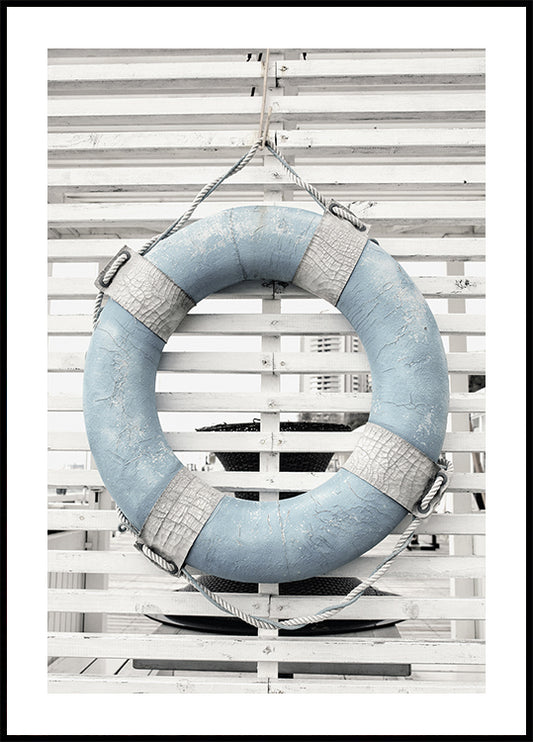 Retro Blue Lifebuoy Poster