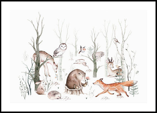 Watercolor Woodland Animals №2 Poster