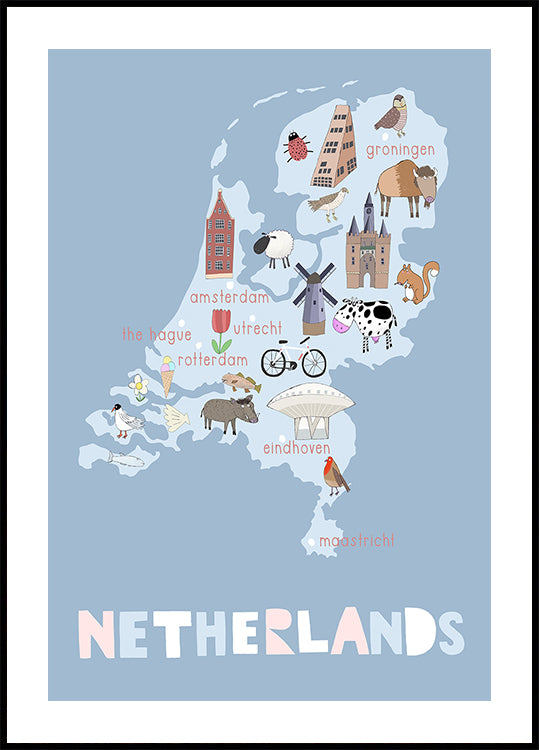 The Netherlands Illustration by Artist Carla Daly Poster