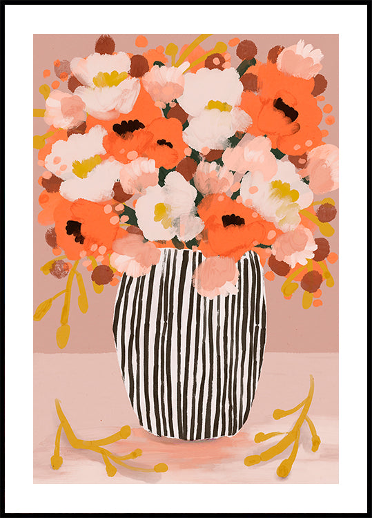 Striped Vase Blooms  Poster