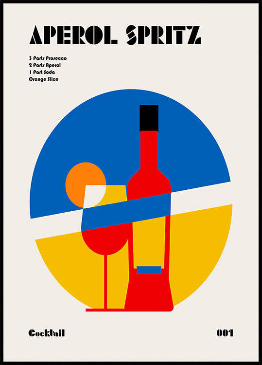 Aperol Spritz Cocktail Bauhaus Art Print Poster