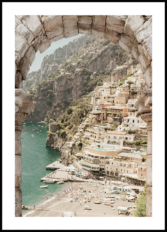 View of Amalfi Coast, Mediterranean Village Poster