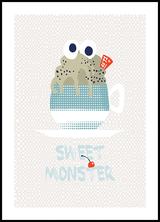 Sweet monster cupcake mint Poster